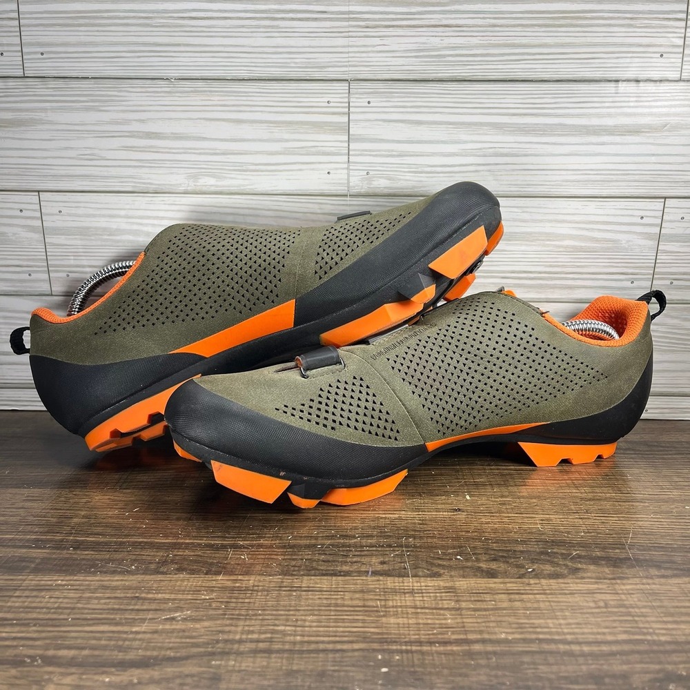 Fizik X5 Terra Suede Mountain Bike Men's Green Orange Cycling Shoes - M 11.5 - Picture 4 of 10